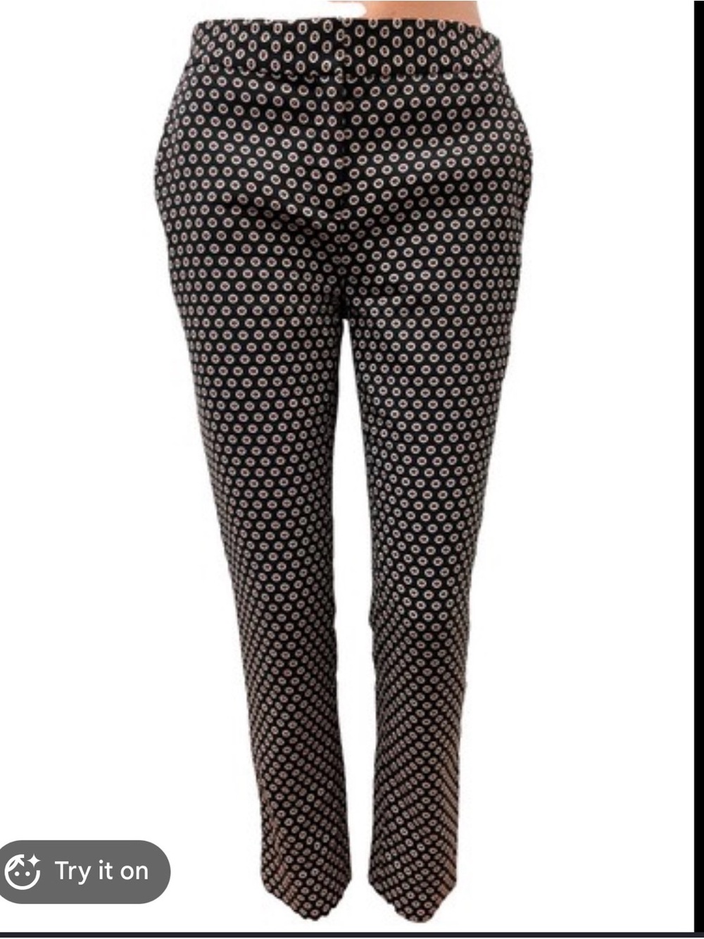 Diane Von Furstenberg Black, Red & White Geo-Pattern Pants size 0